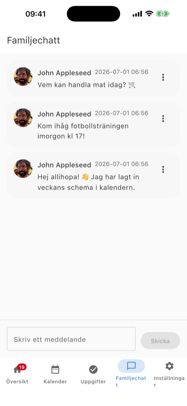 Familjechatten i FamCal-appen